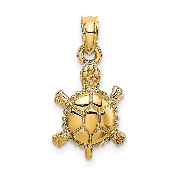 10K Yellow Gold 3-D Polished Land Turtle Charm,All Products : American Fashion Style Bags On Sale